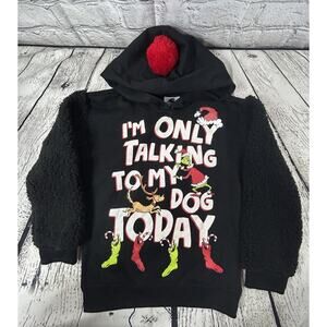 The Grinch Dr Seuss Girls Hoodie Size XS 4/6 Merry Grinchmas Fleece Sleeves